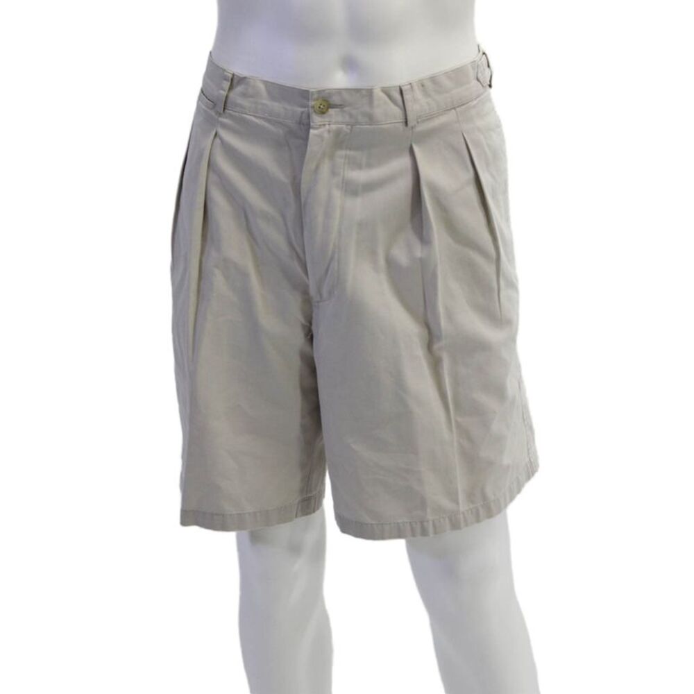 Faconnable Mens Chino Shorts Beige Button 100% Cotton Size 38